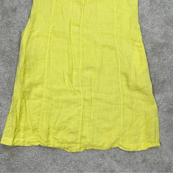 Sahara 100% Pure Linen Sleeveless Midi Dress Pintuck Beachy in Yellow Size M - Picture 7 of 15